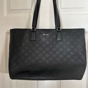 Nine West Convertible Black Marcelie Tote Double Strap Shoulder Handbag Purse